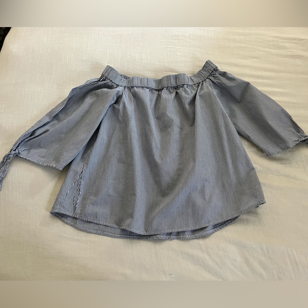 Topshop Blue and White top with Flowy Silhouette